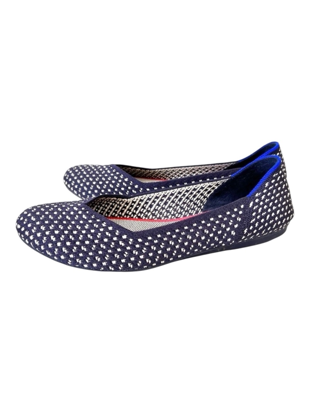 Rothy's Maritime Honeycomb Spotted Navy Blue Ballet Flats